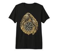Odin Ravens Nordic Vegvisir Viking Compass Huginn Muninn Premium T-Shirt