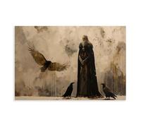 Odin, The Norse God of War, And The Black Bird 2 Canvas Poster Bedroom Decor Landscape Office Room Decor Gift 24x36inch(60x90cm)