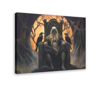 Odin, The Norse God of War, And The Black Bird Canvas Poster Bedroom Decor Landscape Office Room Decor Gift 20x30inch(50x75cm)
