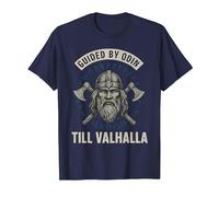 Odin The Viking Valhalla Axes Celtic Runes Norse Mythology T-Shirt, Men, Navy Blue, Small