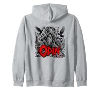 Odin Viking Norse God Ravens Wolves Valhalla Zip Hoodie