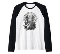 Odin Viking Warrior with Electric Guitar Rock and Roll Man Raglan Baseball Tee