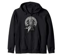 Odin Viking Warrior with Electric Guitar Rock and Roll Man Zip Hoodie