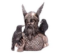 Odin's Messengers Norse God Bust with Ravens 23cm | Bronze Finish Odin Bust Featuring Huginn and Muninn Ravens