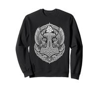 Odins Raven Huginn and Muninn with a Thor Hammer - Viking V2 Sweatshirt