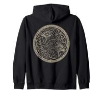 Odins Wolves Nordic Myth Geri Freki Walhalla Wolf Viking Zip Hoodie