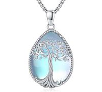 Odinstone Tree of Life Necklace, 925 Sterling Silver Family Tree of Life Pendant for Women, Abalone Shell Tree of Life Jewellery Mothers Day Anniversary Birthday Gifts for Women