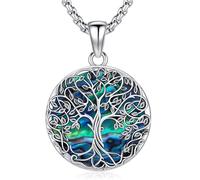 Odinstone Tree of Life Necklace 925 Sterling Silver Family Tree Pendant Abalone Tree of Life Gift Women Jewellery for Mother Mom