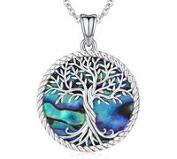 Odinstone Tree of Life Necklace Family Tree Pendant Abalone Celtic Trees Necklaces Abalone Hypoallergenic Jewellery for Women Gifts