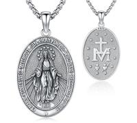 Odinstone Virgin Mary Medal Holy Chain 925 Sterling Silver Catholic Necklace Guadalupe Pendant Religious Jewellery Gift for Women Ladies Men