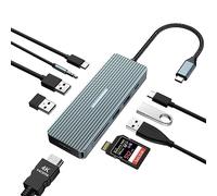 Oditton 10 in 1 USB C Hub, Adapter with 4K HDMI, 2 x USB 3.0, USB-C 3.0 Data, 2 x USB 2.0, 100W PD, SD/TF, Audio Jack, Dock Compatible with Laptops, iPad