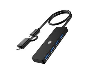 oditton USB C Hub, 4-Port USB 3.0 Hub, No-Fuss Plug and Play Gratification, 5Gbps Transfer and a USB to USB-C Adapter,Compatible with Mac Air/Pro, HP and More