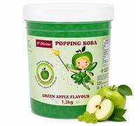 O'Divine Popping Boba 1.3kg Green Apple Flavour - Ready to Use Fruit Popping Pearls for Bubble Tea, Drinks, Desserts & Cocktails