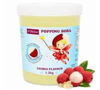 O'Divine Popping Boba 1.3kg Lychee Flavour - Ready to Use Fruit Popping Pearls for Bubble Tea, Drinks, Desserts & Cocktails
