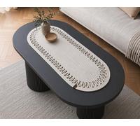 Odiyo Oval Jute Table Runner, Boho Woven Braided Rope, Natural Beige, 30x70 cm, for Dining Table and Coffee Table