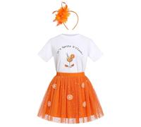 Odizli Aperol Costume Women's It's Spritz O'Clock Short Sleeve Shirt T-Shirt + Orange 3D Fruit Tulle Skirt + Feather Headband Outfit Set Women Carnival Fancy Dress Costumes Orange 2XL