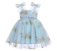 Odizli Baby Girls Dress Summer Bowknot Spaghetti Straps Sleeveless Glitter Sequins Princess Tulle Tutu Sundress Toddlers First 1st Birthday Party Baptism Clothing Photoshoot Blue 12-18 Months