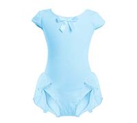 Odizli Ballet Leotard for Girls Kids Toddler Baby Ballerina Dance Costume Cap Sleeve Cotton Bodysuit Ballet Dress High Low Skirted Gymnastic Skating Performance Dancewear Activewear Blue 18-24 Months