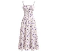 Odizli Corset Dress Women Summer Elegant Sexy Sleeveless Spaghetti Strap Y2K Bohemian Floral Boho Slit Long Midi Dresses Ladies Wedding Guest Party Beach Holiday Casual Sundress Apricot Purple L