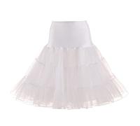 Odizli Petticoats for Under Dress Vintage Underskirt 1940s 1950s Fancy 50s Style Retro Rockabilly A-line Tulle Tutu Peticoat Skirts Crinoline Half Slips for Women White L