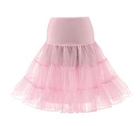 Odizli Petticoats for Under Dress Vintage Underskirt 1940s 1950s Fancy 50s Style Retro Rockabilly A-line Tulle Tutu Peticoat Skirts Crinoline Half Slips for Women Pink XL
