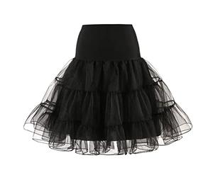 Odizli Petticoats for Under Dress Vintage Underskirt 1940s 1950s Fancy 50s Style Retro Rockabilly A-line Tulle Tutu Peticoat Skirts Crinoline Half Slips for Women Black L