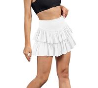 Odizli RARA Skirt Women 80s High Waist Y2K Boho A Line Ruffle Layered Pleated Mini Tutu Teenage Girls Ladies Elasticated Waist Skater Summer Beach School Kawaii Short Skirts White S