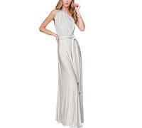 Odizli Women's Strapless Convertible Transformer Multi Way Wrap Cocktail Evening Party Dress Spaghetti Strap V Neck Floor Length A-Line Bandage Wedding Bridesmaid Casual Long Prom Maxi Dress Grey L