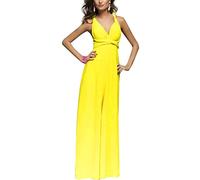 Odizli Women's Strapless Convertible Transformer Multi Way Wrap Cocktail Evening Party Dress Spaghetti Strap V Neck Floor Length A-Line Bandage Wedding Bridesmaid Casual Long Prom Maxi Dress Yellow L