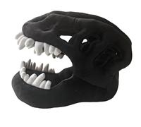 ODJOY-FAN Dinosaur Skeleton Plush Costume, Dinosaur Skeleton Costume, 3D Skull Headpiece and Plush Spine, for Dress-Up & Cosplay（40cm-Headpiece-Black）