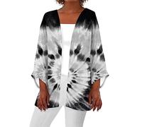 ODJOY-FAN Womens Cardigans Three Quarter Sleeve Floral Printed Summer Cardigan Plus Size Dressy Casual Lightweight Tops Womens Petite Sweaters Cardigans Blush Sweater for Women（5XL,7-Black）