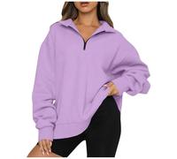 ODJOY-FAN Womens Sweatshirts Crewneck Cotton Crewneck Sweatshirts Womens Plain Sweatshirts with No Hood Blue Crewneck Women Cute Sweatshirt Crewneck Sweatshirt White Women（Small,2-Light Purple）