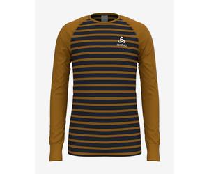 Odlo Active Warm Eco Kids Stripes Long Sleeve Base Layer Top Brown Dark Blue Kids - 92