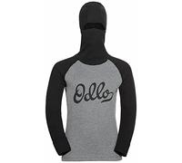 Odlo Kids Functional long-sleeve shirt with facemask ACTIVE WARM ECO, black - odlo steel grey melange, 104