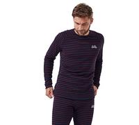 Odlo Men Functional long-sleeve shirt with stripe print ACTIVE WARM ORIGINALS ECO, dark sapphire - sundried tomato, M