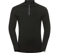 Odlo Men's Functional Underwear Long Sleeve Shirt with Zipper 100 Percent Merino 200 Grams, Black - Black, XL