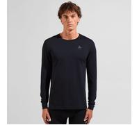 Odlo Merino 200 Long Sleeve Crew Neck Top for Men - Black Midlayer for Running