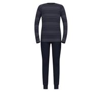 Odlo Thermal Underwear Children's Active Warm I Winter Leggings and Long Sleeve Thermal Shirt Girls Boys I Warm Ski Underwear Set, Dark Sapphire - Grey Ridge, 140