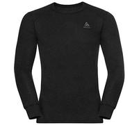 Odlo Thermal Underwear for Men Active Warm Long Sleeve I Thermal Shirt I Warm ski Underwear with Round Neck I Men Black