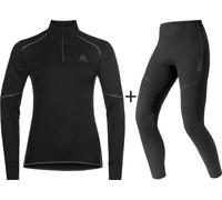 ODLO Women's Active Extra Warm Eco Half Zip COMBO - Black - Medium