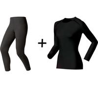 ODLO Women's Active Warm Eco Crew Neck Base Layer COMBO - Black - X-Large