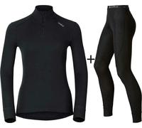 ODLO Women's Active Warm Eco Half Zip COMBO - Black - Medium