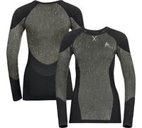 ODLO Women's Blackcomb Warm Eco Long Sleeve Base Layer Crew {O-188561} - Black/Space Dye Grey - Medium