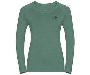 Odlo Women's Crew Neck Concord Sweatshirt, Creme de Menthe-Flower Leaf Print SS20, XS