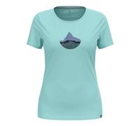 ODLO Women's F-Dry T-Shirt with Mountain Motif, Hiking Shirt Aqua Haze