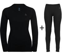 ODLO Women's Merino 260 Merino Wool Crew Neck Base Layer COMBO - Black - Small