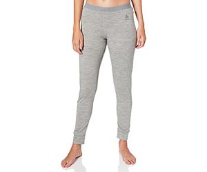 ODLO Women's Natural 100% Merino Warm Base Layer Pants, Grey Melange - Grey Melange, L