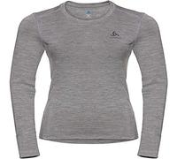 ODLO Women's Natural 100% Merino Warm Long-Sleeve Base Layer Top, Grey Melange - Grey Melange, XS