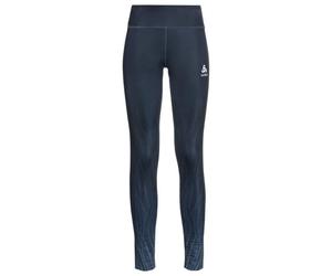 Odlo Women's Zeroweight Print Long Tights in Blue Wing Teal for Ultimate Running Comfort