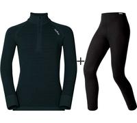 ODLO Youth Active Warm Eco Half Zip Base Layer COMBO - Black - Youth X-Small